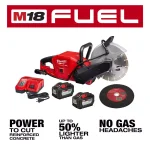 Milwaukee M18 FUEL ONE-KEY 9 in. Cordless Cut Off Saw Kit with (2) 12.0 Ah Batteries & Rapid Charger thumbnail 3
