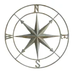 3R Studios 41 in. Distressed Aqua Iron Metal Wall Compass Rose Decor thumbnail 1