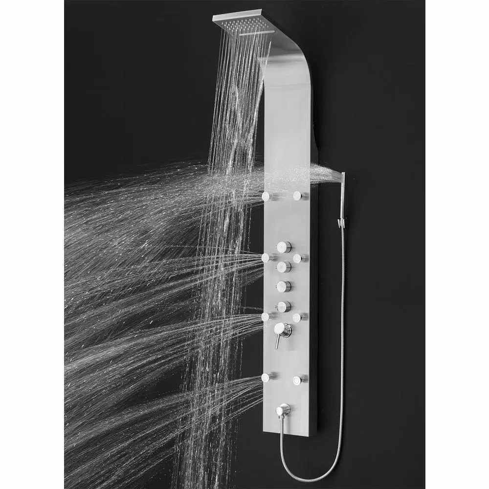 AKDY 65 in. Stainless Steel 8-Jet Rainfall Waterfall Shower Panel System with Handheld Wand