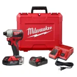 Milwaukee M18 18V Brushless Cordless 1/4 in. Hex Impact Driver Kit with Two 2.0 Ah Batteries and Charger thumbnail 1