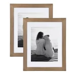 DesignOvation Museum Rustic Brown Wood Picture Frame Set, 14 x 18 in. Matted to 11 x 14 in. (Set of 2) thumbnail 1