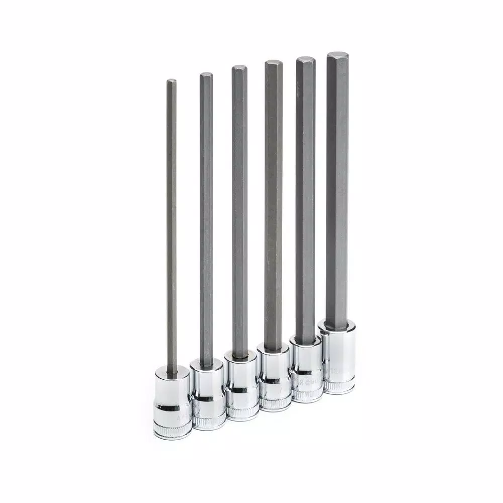GearWrench 3/8 in. Drive Metric Long Length Hex Bit Socket Set, 6-Piece