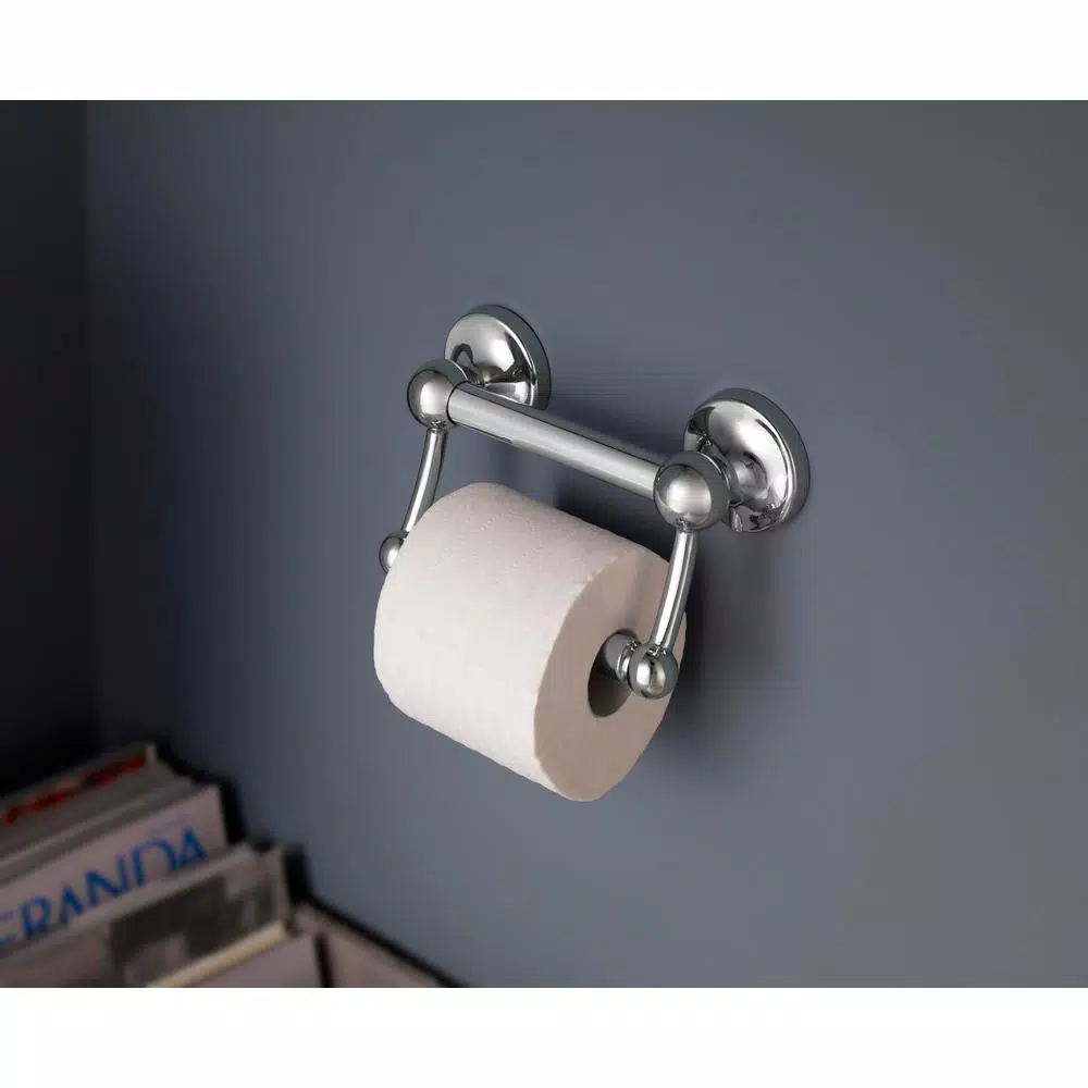 Delta Traditional Toilet Paper Holder with Assist Bar, Polished Chrome