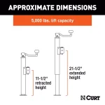 CURT Pipe-Mount Swivel Jack with Top Handle, 5,000 lbs. Capacity, 10 in. Travel thumbnail 3