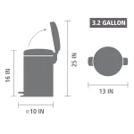 Brabantia Icon 3.2 Gal. White Steel Step-On Trash Can with Soft-Close Lid thumbnail 6
