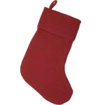 VHC Brands 15 in. Red Cotton Burlap Christmas Stocking - Farmhouse Holiday Decor thumbnail 1
