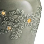Candle Warmers Etc Perennial Illumination Fragrance Warmer - Jade Green Crackle Glaze with Floral Design thumbnail 3