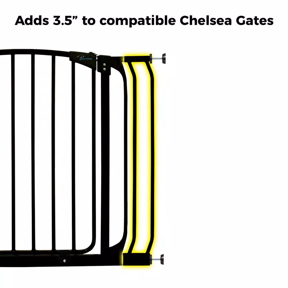 Dreambaby 3.5 in. Gate Extension for Chelsea Series Standard Height Child Safety Gates, Black