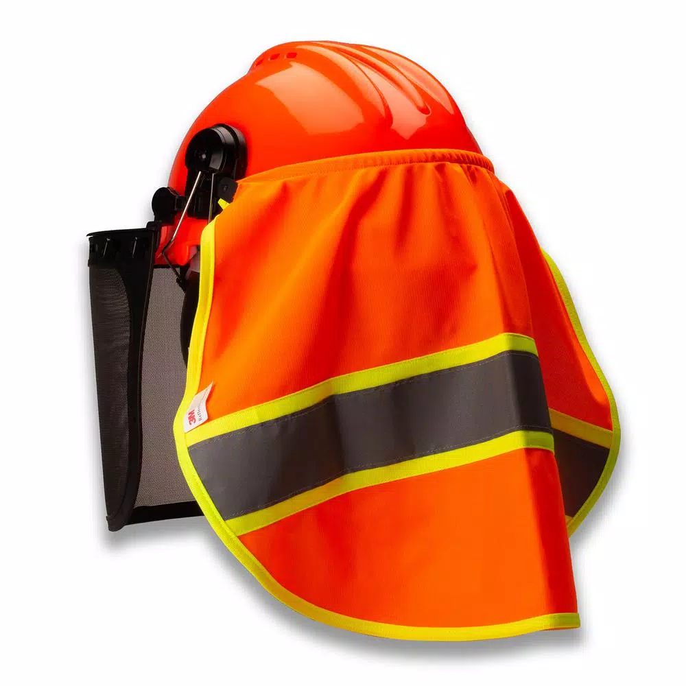 TR Industrial Knitted Neck Shade with 3M Reflector for Forestry Safety Helmets, Orange