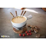 Boska Exclusive Collection 6-Piece Ceramic Fondue Set with Oak Base - White thumbnail 4