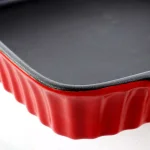 Crock-Pot Denhoff 8 in. Red Ribbed Stoneware Nonstick Rectangular Casserole Dish thumbnail 3