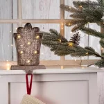 Glitzhome 2-Pack Marquee LED Metal Tree and Gift Box Stocking Holders thumbnail 5