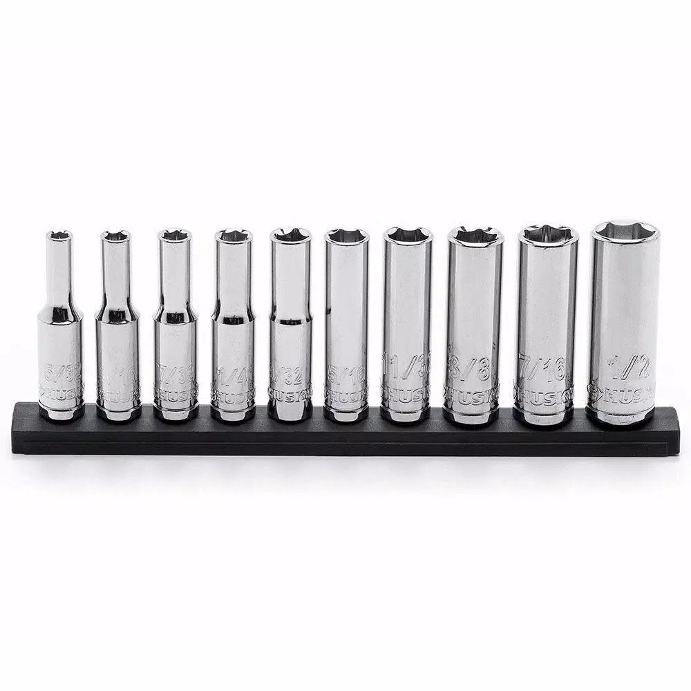 Husky 1/4 in. Drive 10-Piece SAE Deep Socket Set