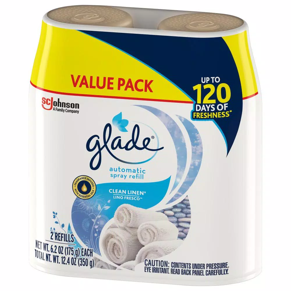 Glade Clean Linen Automatic Air Freshener Spray Refill, 6.2 oz (2-Pack)