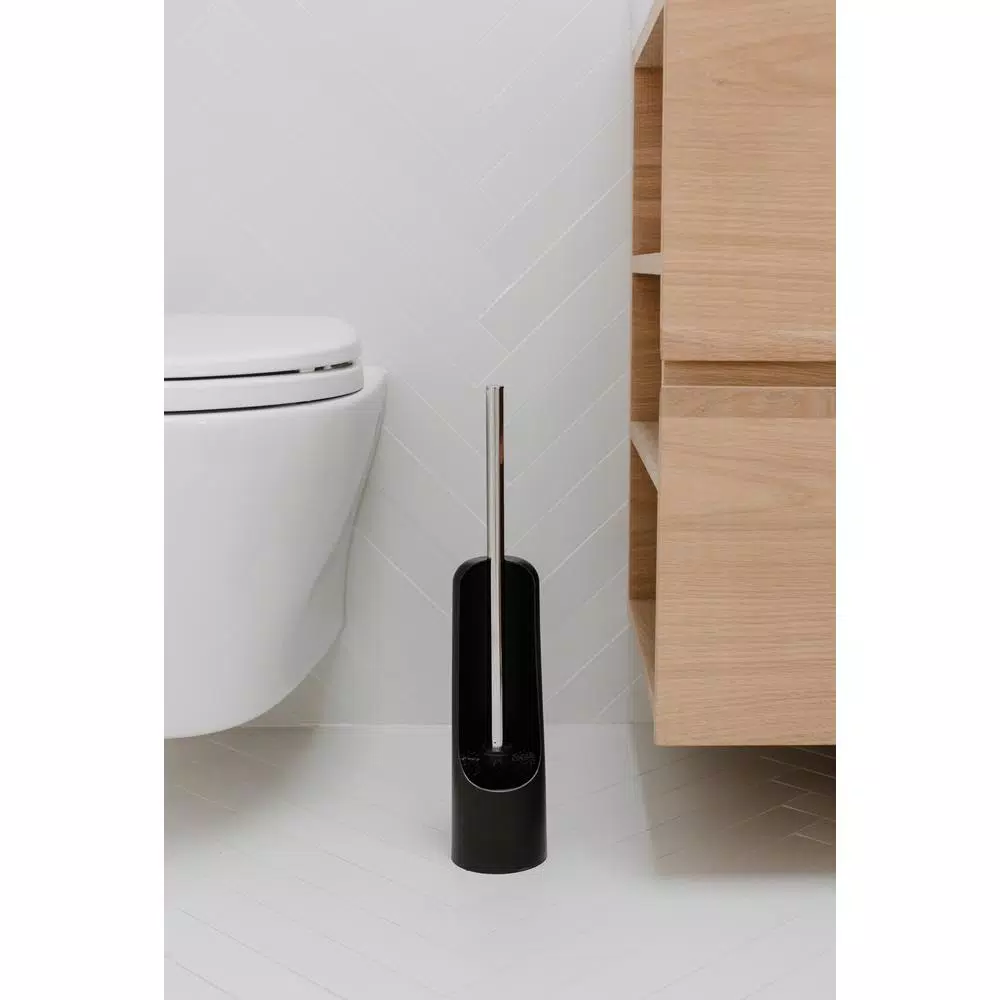 Umbra Touch Toilet Brush and Holder Set, Black/Chrome