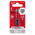 Milwaukee SHOCKWAVE T20 Torx 2 in. High Speed Steel Impact Power Bits (2-Piece) thumbnail 2