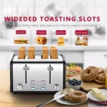 Boyel Living 1650W 4-Slice Wide Slot Toaster with Dual Independent Control Panels, Stainless Steel thumbnail 8
