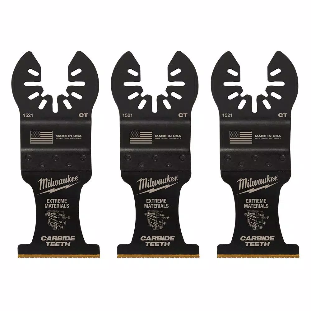 Milwaukee 1-3/8 in. Carbide Universal Fit Extreme Wood/Metal Oscillating Multi-Tool Blade (3-Pack)