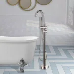 Vanity Art 46 in. Freestanding Single Handle Claw Foot Tub Faucet with Hand Shower, Brushed Nickel thumbnail 3