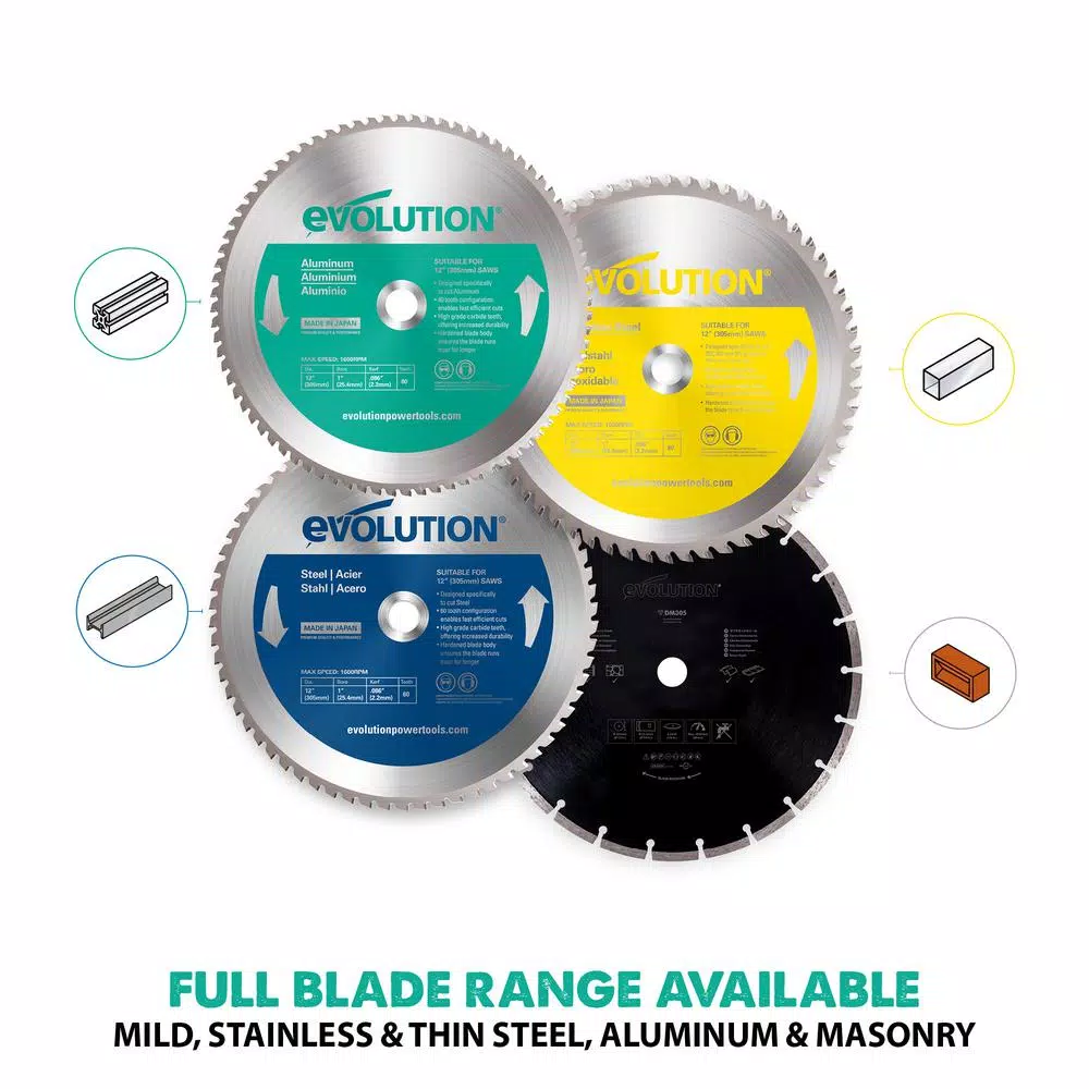 Evolution Power Tools 12 in. 80-Teeth Carbide Metal Cutting Saw Blade for Aluminum and Non-Ferrous Metals
