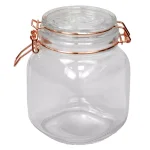 Unbranded Medium Glass Pickling Jar with Rose Gold Metal Clamp and Rubber Seal, 33.8 oz thumbnail 2