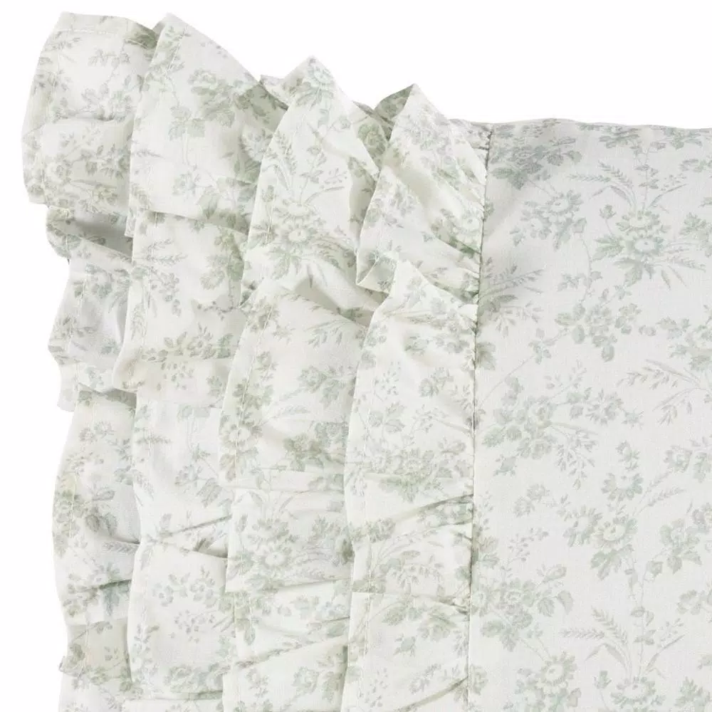 Laura Ashley Harper Jade Green Floral Cotton Throw Pillow, 14 x 20 in.