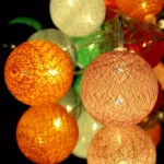 ALEKO 7 ft. 20-Light LED Multi-Color Cotton Ball String Lights, Battery Operated thumbnail 3