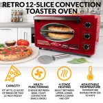 Nostalgia Retro 1500W 12-Slice Convection Toaster Oven with Timer - Retro Red thumbnail 2