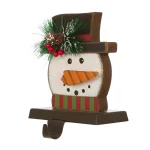 Glitzhome 6.5 in. Snowman Head Wooden and Metal Stocking Holder, Festive Holiday Decor thumbnail 2