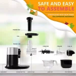 Ivation Black Masticating Electric Juicer with Stainless Steel and Ceramic Spiral Auger thumbnail 6