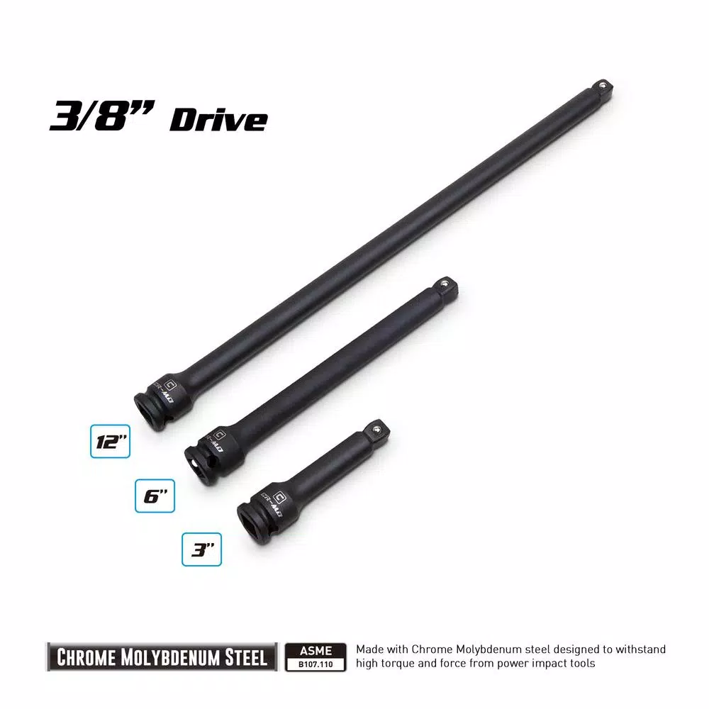 Capri Tools 3/8 in. Drive Wobble Impact Extension Bar Set, 3-Piece