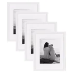 DesignOvation Gallery White Wood Picture Frame Set, 11 x 14 in. Matted to 8 x 10 in. (Set of 4) thumbnail 1