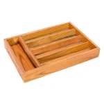 Home Basics Rustic Pine Wood Cutlery Tray - 5 Compartment Utensil Organizer thumbnail 1