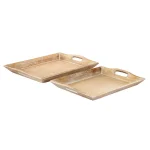 LITTON LANE Distressed Brown Decorative Wooden Trays, Set of 2, Mango Wood & MDF thumbnail 1