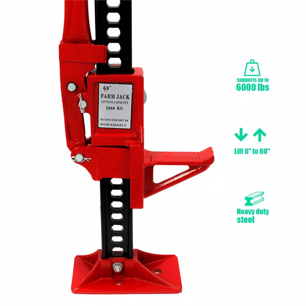Stark 60 in. 3-Ton Farm Jack - Heavy-Duty Steel Mechanical Lifting Tool