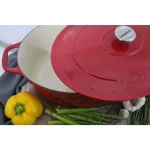 Chasseur French Enameled Cast Iron 7.25 qt. Oval Dutch Oven with Lid, Red thumbnail 4