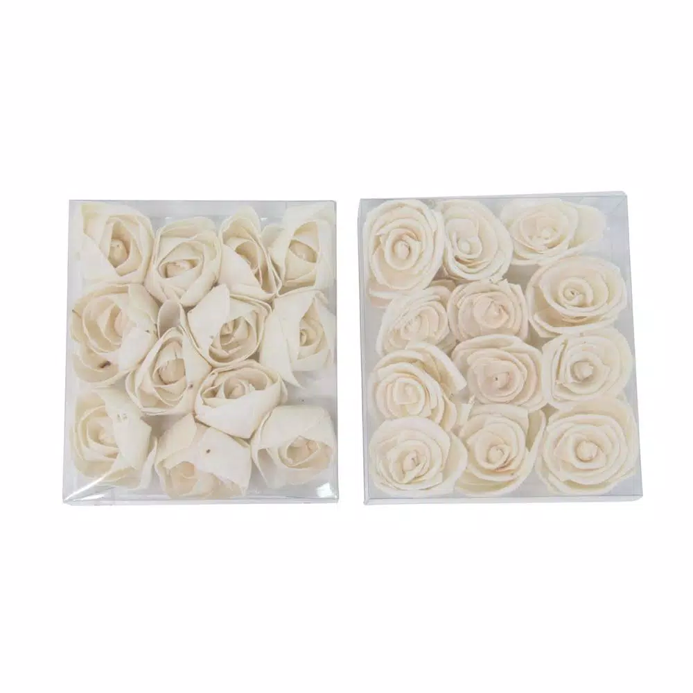 LITTON LANE White Sola Wood Carnation and Ranunculus Artificial Flowers, Set of 2