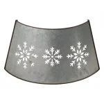 Glitzhome 26 in. Snowflake Diecut Metal Tree Collar with Light String, Silver thumbnail 5