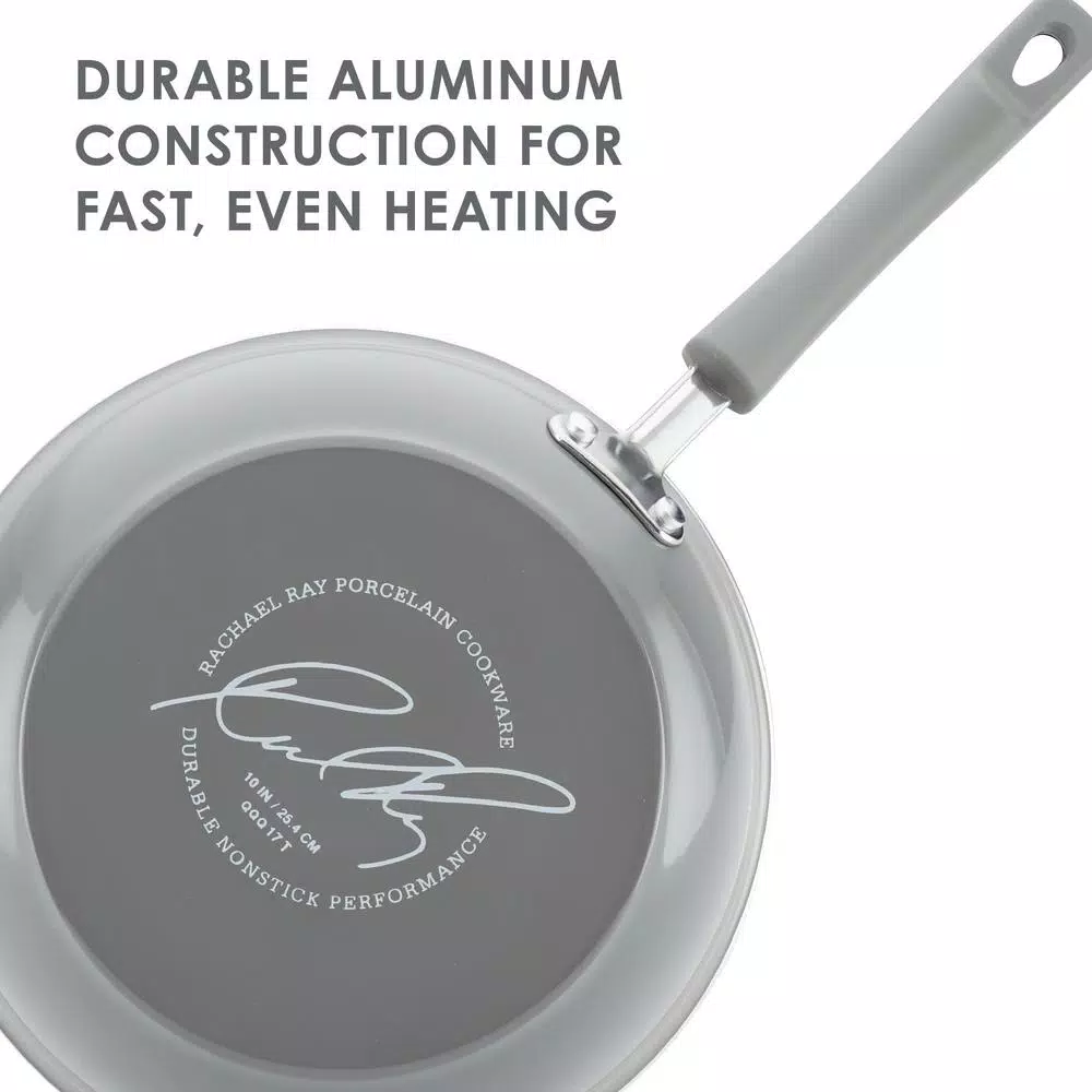 Rachael Ray Classic Brights 19-Piece Sea Salt Gray Nonstick Cookware Set with LocknLock Containers