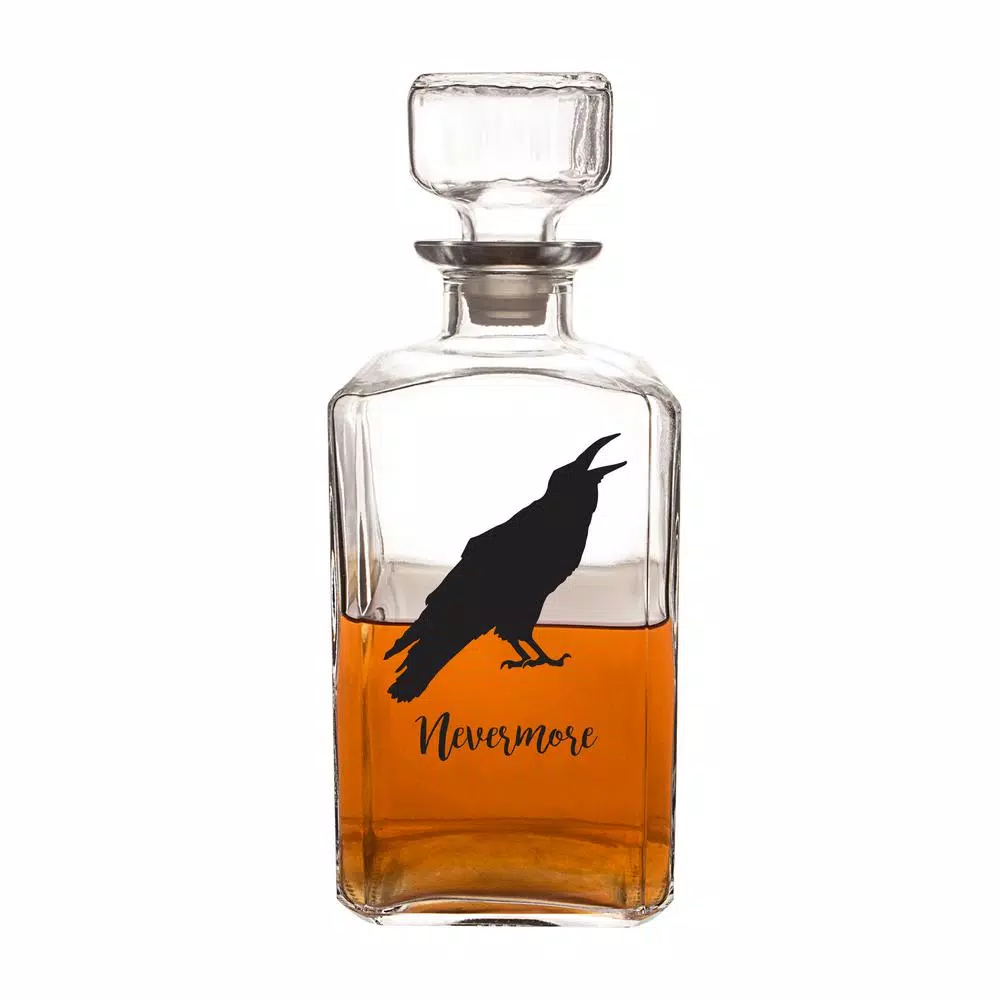 Cathy's Concepts Halloween Raven 34 oz. Glass Decanter with Square Topper, 9 in. H