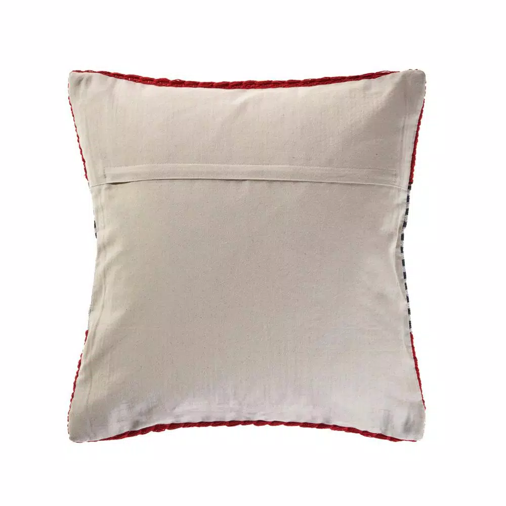 LR Home Bright Red Striped Throw Pillow, 20 in. x 20 in. Textured Cotton Accent Pillow