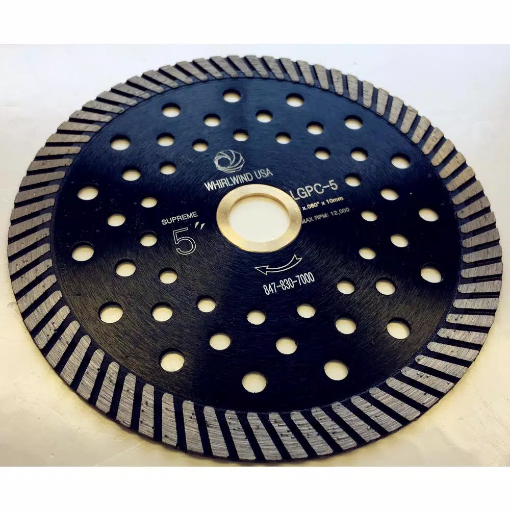 Whirlwind USA 5 in. Turbo Continuous Rim Diamond Blade for Granite and Stone