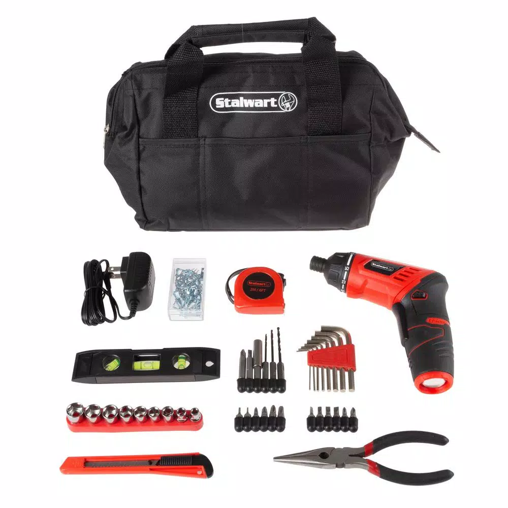 Stalwart 3.6V Lithium-Ion Cordless Electric Screwdriver Kit with 121-Piece Accessory Set