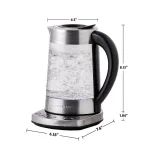 Ovente 1.7L Variable Temperature Glass Electric Kettle with ProntoFill Technology, Silver thumbnail 8