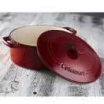 Cuisinart Chef's Classic 5.5 qt. Oval Enameled Cast Iron Dutch Oven with Lid, Cardinal Red thumbnail 3