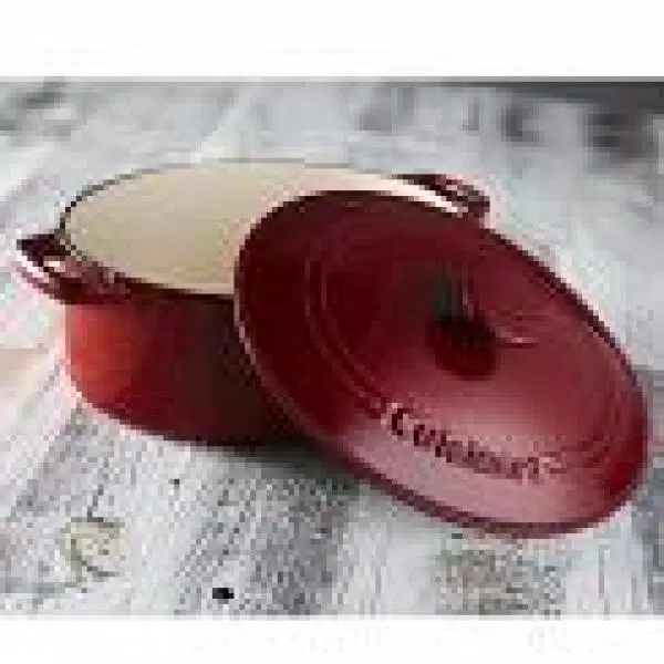Cuisinart Chef's Classic 5.5 qt. Oval Enameled Cast Iron Dutch Oven with Lid, Cardinal Red