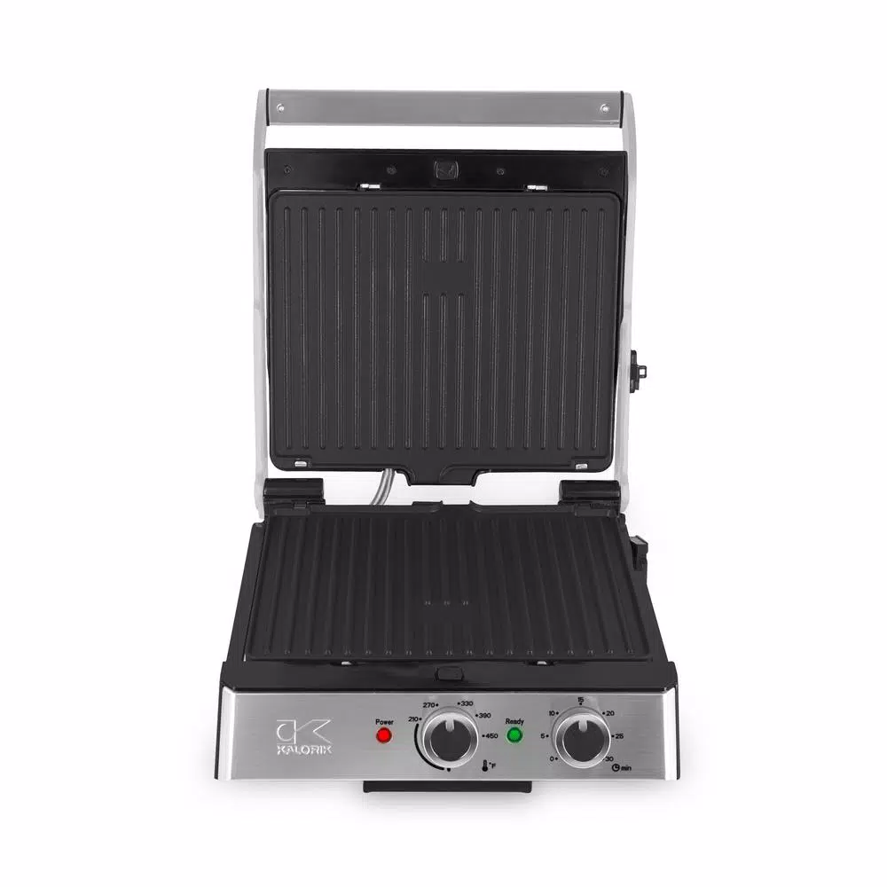 KALORIK Eat Smart 200 sq. in. Stainless Steel Non-Stick Indoor Grill with Reversible Plates