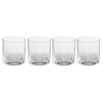 Abigails Palmetto 16 oz. Double Old-Fashioned Glass Set of 4 - Hand-Etched Palm Design thumbnail 1