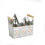 Mind Reader Silver Galvanized Steel Utensil Caddy - Kitchen Condiment & Flatware Organizer thumbnail 3