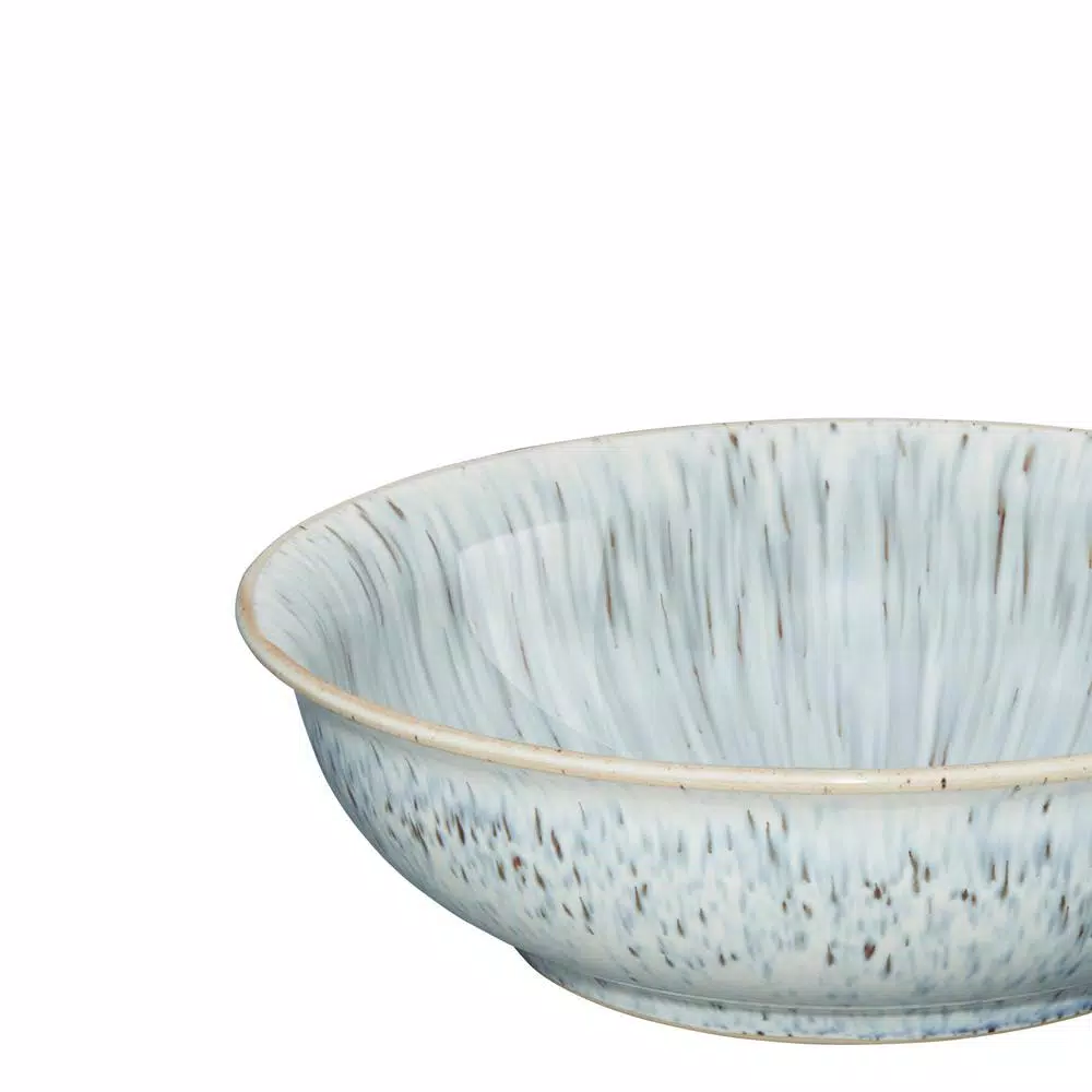 Denby Halo Stoneware 26 fl. oz. Curved Shallow Serving Bowl, Black